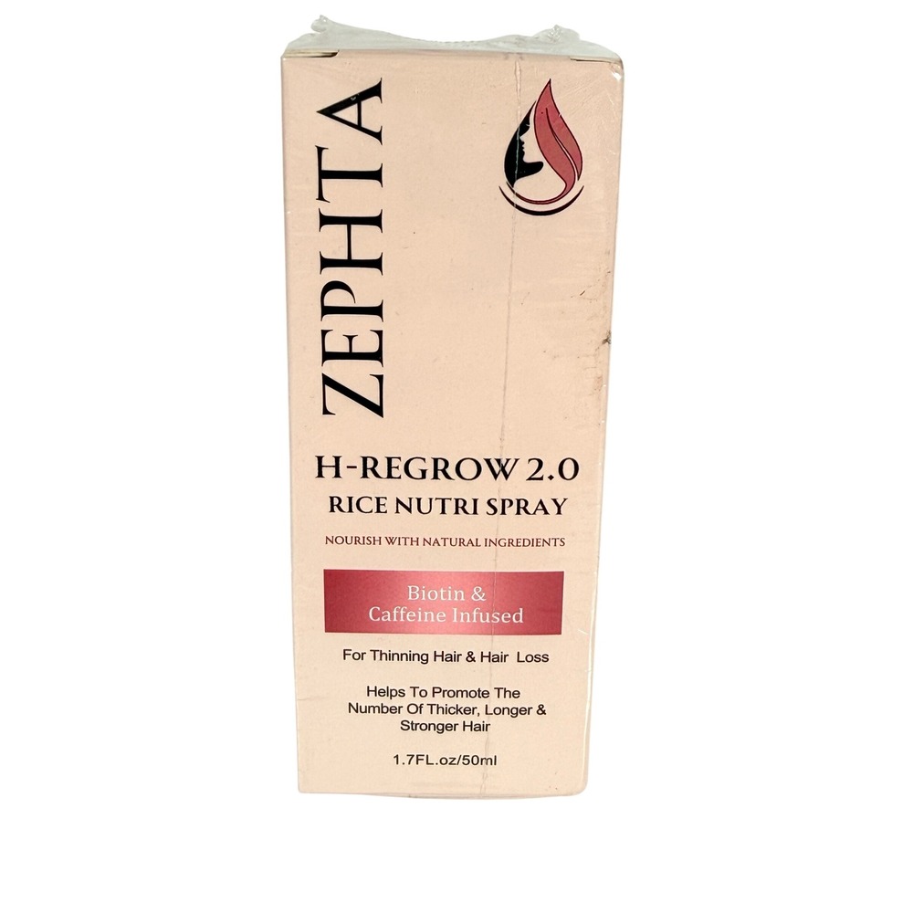 Zephta H-Regrow 2.0 Rice Nutri Spray Biotin Caffeine Hair Loss Treatment 1.7oz